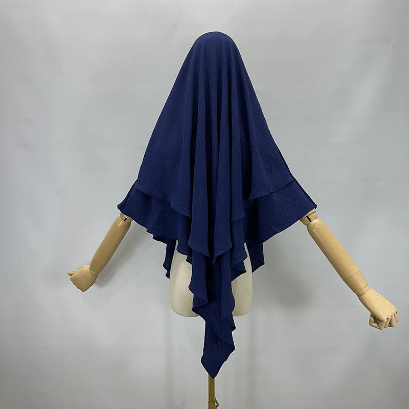 Khimar 2 Voiles Long Opaque – Tissu Jazz Crêpe Fluide et Léger
