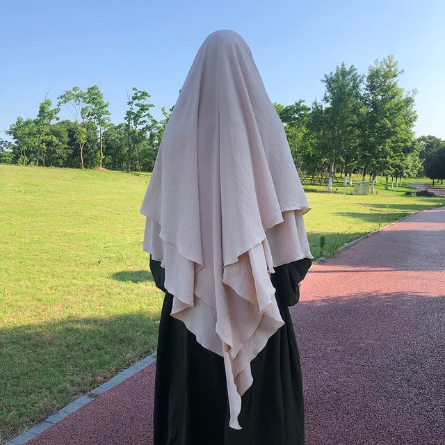 Khimar 2 Voiles Long Opaque – Tissu Jazz Crêpe Fluide et Léger