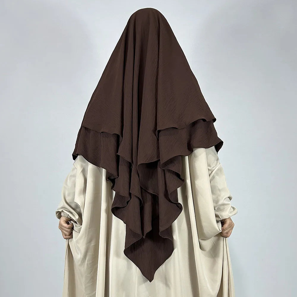 Khimar 2 Voiles Long Opaque – Tissu Jazz Crêpe Fluide et Léger