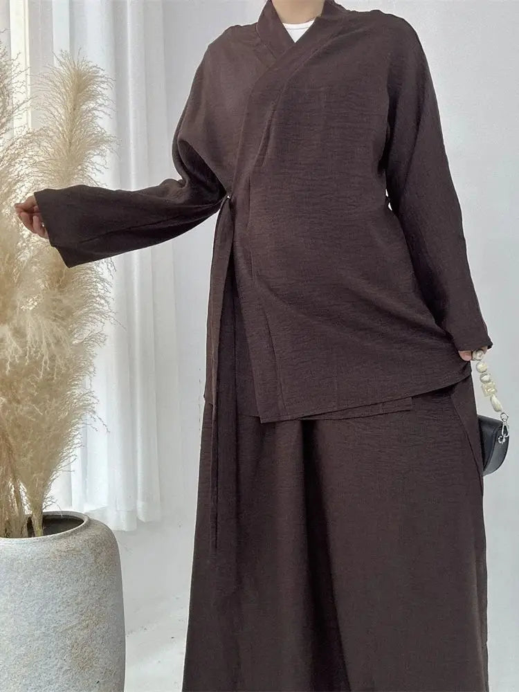 Ensemble Abaya Croisé - Élégance et Raffinement ✨