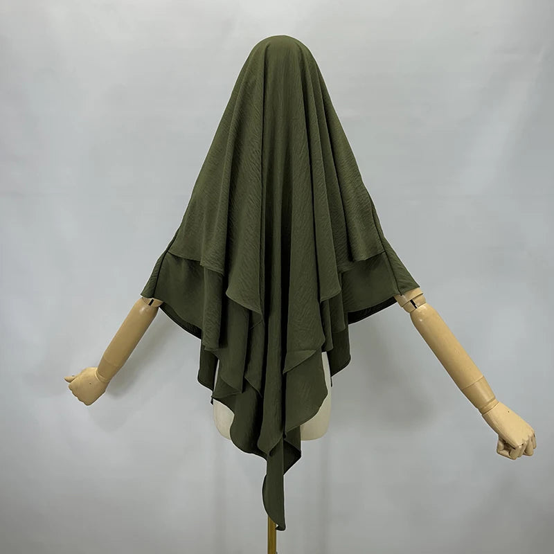 Khimar 2 Voiles Long Opaque – Tissu Jazz Crêpe Fluide et Léger