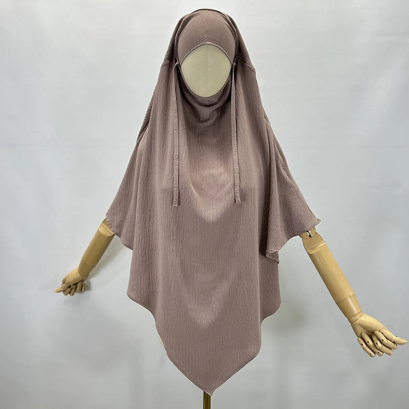 Khimar 2 Voiles Long Opaque – Tissu Jazz Crêpe Fluide et Léger