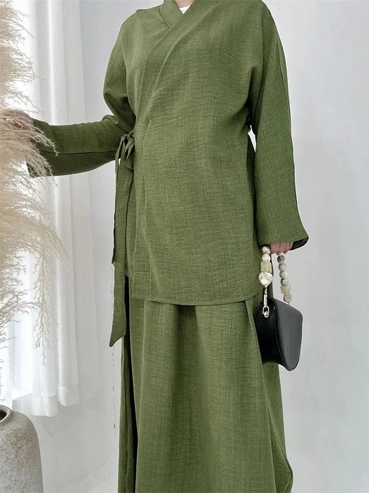Ensemble Abaya Croisé - Élégance et Raffinement ✨