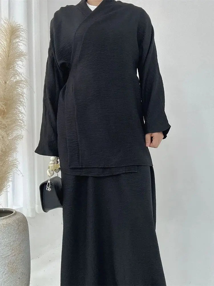 Ensemble Abaya Croisé -  Élégance et Raffinement ✨